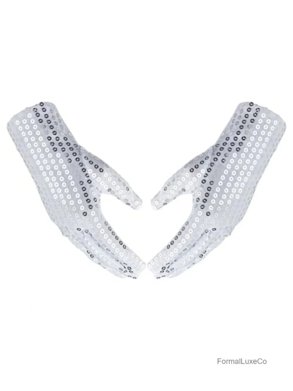 Silver Sequin Gloves Mesh Glitter Gloves Dance Mittens Dress Accessories